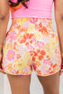 Boho Floral Shirred High Waist Casual Shorts